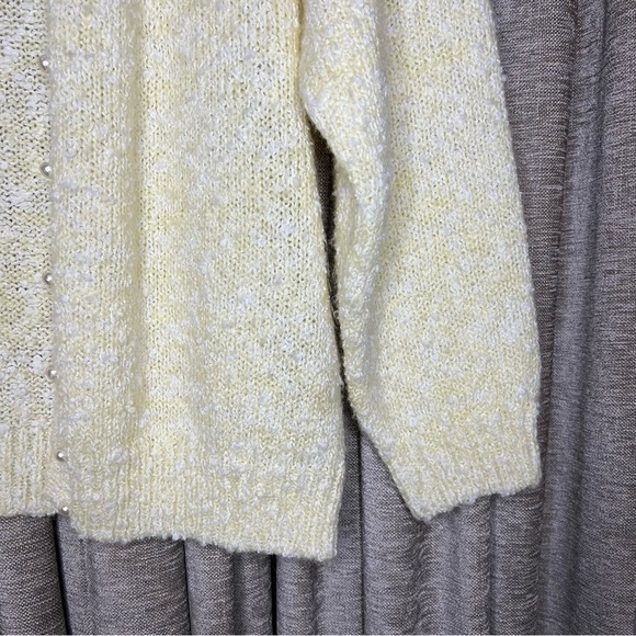 Vintage Pretense Yellow Boucle Pearl Button Cardigan Sweater Size 18W - Picture 7 of 12